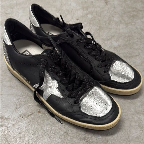 Golden Goose Black and Silver Star Sneakers - Never Worn - No Box - Size 39 - Picture 1 of 4